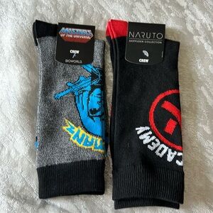 Loot Crate Bioworld Masters of the Universe He-Man and Naruto Socks NWT